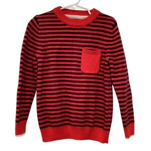 Boden Red Navy Blue Striped Wool Alpaca Blend Pocket Sweater Size‎ 5-6Y